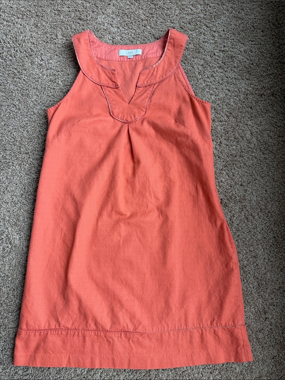 LOFT Coral-Orange Sleeveless Shift Dress